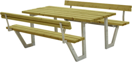 Picknicktafel vuren geimpregneerd - Wega 2 rugleuning - 185 x 177 x 76 cm Bruin