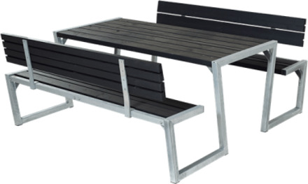 Picknicktafel vuren geimpregneerd - Zigma - 2 rugleuningen zwart - 190 x 176 x 73 cm