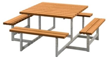 Picknicktafel vuren - Picknick vierkant gegrond teak 200 x 200 x 73 cm