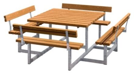 Picknicktafel vuren - Picknick vierkant gegrond teak 224 x 224 x 76 cm
