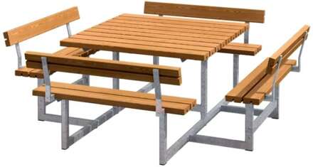 Picknicktafel vuren | Picknick vierkant gegrond teak 224 x 224 x 76 cm