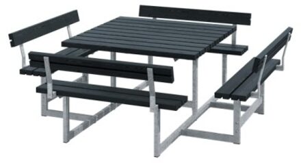 Picknicktafel vuren - Picknick vierkant gegrond zwart 224 x 224 x 76 cm
