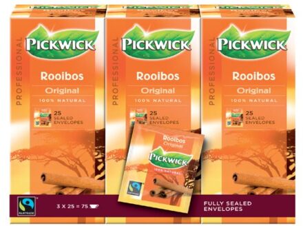 Pickwick thee, Rooibos fairtrade, pak van 25 zakjes van 1,5 gram