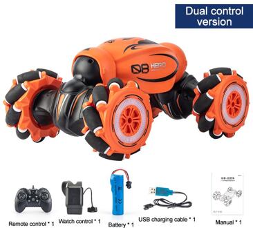 Pickwoo 1:16 4WD Radio Gebaar Inductie Muziek Licht Afstandsbediening Twist Hoge Snelheid Rc Auto Stunt Off Road Drift Voertuig model oranje 2 afgelegen