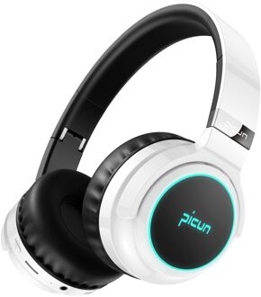 Picun B26 Bluetooth Headset Touch Control Lichtgevende Draadloze Muziek Hoofdtelefoon, Ondersteuning Invoegen Tf Card/Lange Standby wit zwart