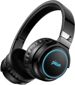Picun B26 Bluetooth Headset Touch Control Lichtgevende Draadloze Muziek Hoofdtelefoon, Ondersteuning Invoegen Tf Card/Lange Standby zwart