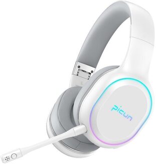Picun P80X Draadloze Hoofdtelefoon Latency-Gratis Bluetooth Gaming Headset, Noise-Canceling Dual Motion Hoofdtelefoon Met Microfoon wit