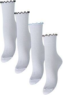 Pieces Afia Contrast Frill Hoge Sokken Dames (4-pack) - 1 SIZE