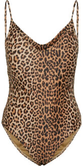 Pieces Dames badpak pcbaomi ronde hals panterprint - maat XS Bruin