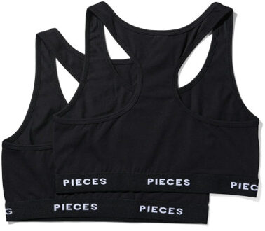 Pieces Dames bh pclogo 2-pack Zwart - M