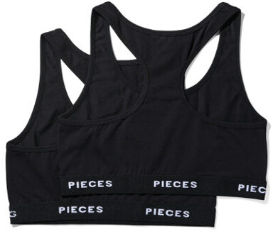 Pieces Dames bh pclogo 2-pack Zwart - S