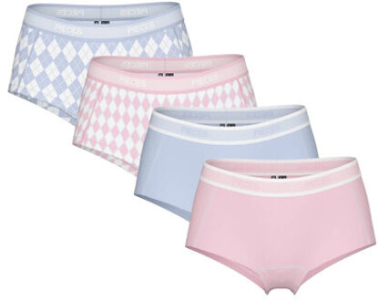 Pieces Dames hipster pclogo 4-pack roze/blauw Veelkleurig - XS