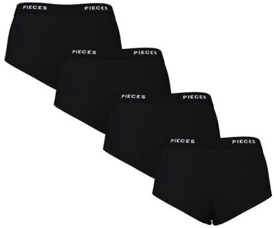 Pieces Dames hipster pclogo 4-pack Zwart - L