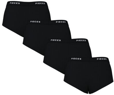 Pieces Dames hipster pclogo 4-pack Zwart - XS