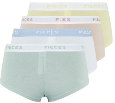 Pieces Dames hipsters 4-pack pclogo effen Veelkleurig - L