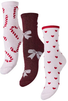 Pieces Dames kerst sokken pcjingle glitter 3-pack roze Paars - One size