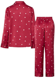 Pieces Dames pyjama set pcjytte hartjes satijn nachtset - maat M Rood