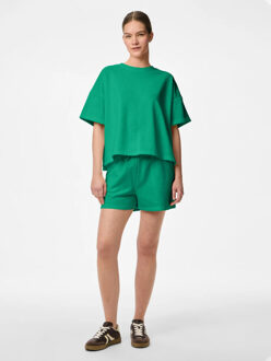 Pieces Dames t-shirt pcchilli sweatshirt ronde hals effen - maat M Groen
