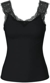 Pieces Dames top pcbarbera lace Zwart - XL