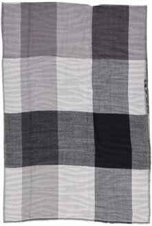 Pieces Geverfde Sjaal Grijs en Witte Ruit - maat Lichtgrijs