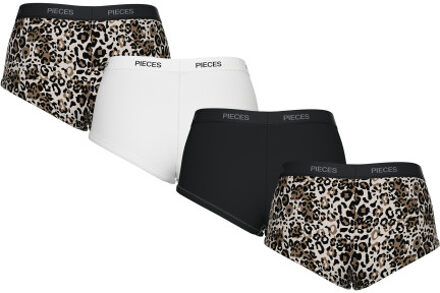 Pieces Pclogo lady 4 pack aop/solid noos b Zwart - M
