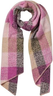 Pieces Pyron Checked Long Sjaal Dames roze - bruin - 1-SIZE