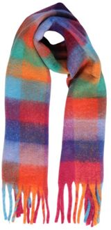 Pieces Regenboog Geruite Sjaal Pi15731500125ro Lichtroze