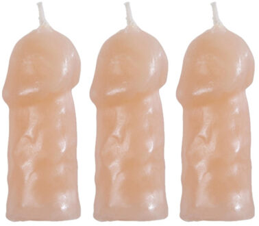 Piemel kaars - 3x - 5 cm - penis fun kaars - vrijgezellenfeest taart decoratie