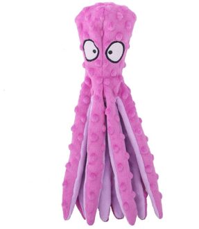 Piepende Speelgoed Octopus Geen Vulling Crinkle Pluche Hond Speelgoed Voor Puppy Tandjes Duurzaam Hond Chew Speelgoed Training D6 paars