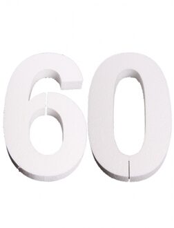 Piepschuim 60 cijfer 25 cm - Styropor cijfer 60