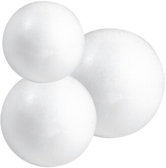 Piepschuim bollen/ballen - 3x st - wit - D10, D12 en D15 cm - styropor - hobby figuren