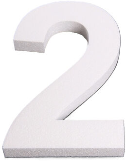 Piepschuim cijfer 2 jaar - H25 cm - hobby/knutselmateriaal - DIY - Knutselen - Cijfers zelf maken Wit