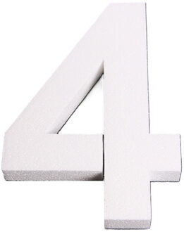 Piepschuim cijfer 4 jaar - H25 cm - hobby/knutselmateriaal - DIY - Knutselen - Cijfers zelf maken