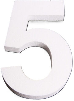 Piepschuim cijfer 5 jaar - H25 cm - hobby/knutselmateriaal - DIY - Knutselen - Cijfers zelf maken Wit
