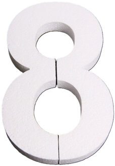 Piepschuim cijfer 8 jaar - H25 cm - hobby/knutselmateriaal - DIY - Knutselen - Cijfers zelf maken Wit