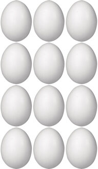 Piepschuim eieren - 12x st - H8 cm - hobby - knutselmateriaal - DIY Wit