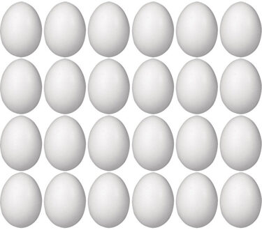 Piepschuim eieren - 24x st - H8 cm - hobby - knutselmateriaal - DIY Wit