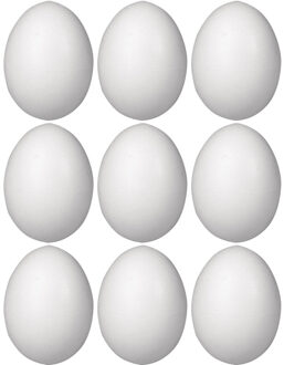 Piepschuim eieren - 9x st - H8 cm - hobby - knutselmateriaal - DIY Wit