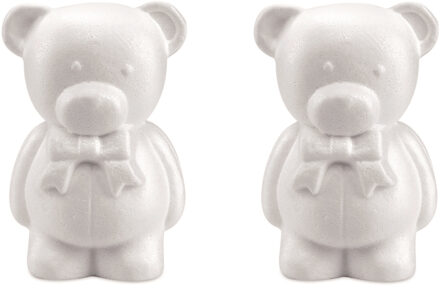 Piepschuim hobby knutselen vormen/figuren dieren - 2x - beer/beren - 20 cm - wit