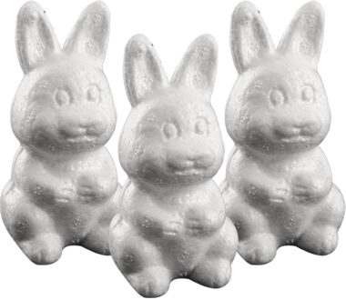 Piepschuim hobby vorm - 3x - haas/konijn - 8 cm - DIY knutsel figuren