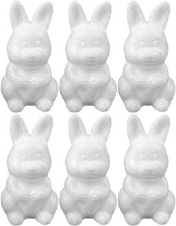 Piepschuim hobby vorm - 6x - haas/konijn - 8 cm - DIY knutsel figuren Wit