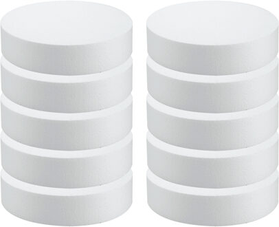 Piepschuim schijf - 10x - D30 x H7 cm - wit - rond - hobby knutselen - vormen/figuren
