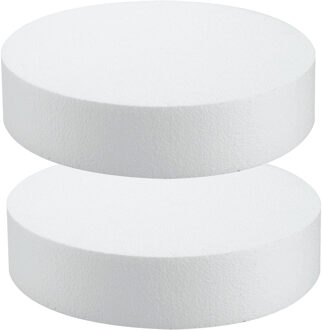 Piepschuim schijf - 2x - D30 x H7 cm - wit - rond - hobby knutselen - vormen/figuren