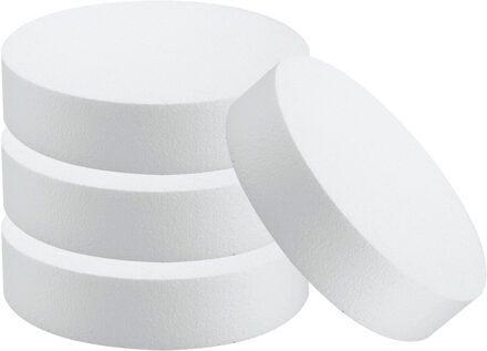 Piepschuim schijf - 4x - D30 x H7 cm - wit - rond - hobby knutselen - vormen/figuren