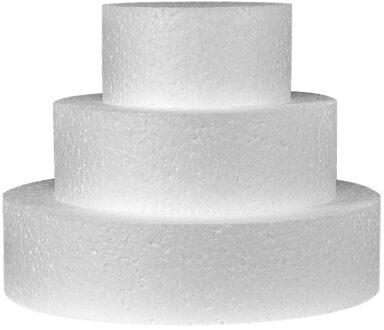 Piepschuim taart - 3-laags - D20 x H15 cm - wit - polystyreen - dummy cake - oefentaart