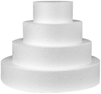 Piepschuim taart - 4-laags - D25 x H20 cm - wit - polystyreen - dummy cake - oefentaart