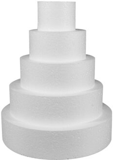 Piepschuim taart - 5-laags - D30 x H35 cm - wit - polystyreen - dummy cake - oefentaart