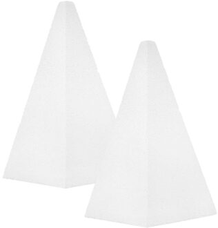 Piepschuim vorm/figuur - 2x - piramide - wit - H20 cm - hobby/knutsel materialen