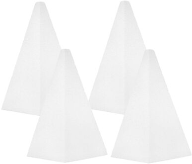 Piepschuim vorm/figuur - 4x - piramide - wit - H20 cm - hobby/knutsel materialen