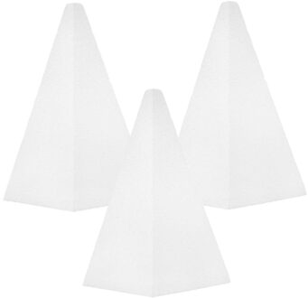 Piepschuim vorm/figuur - 6x - piramide - wit - H20 cm - hobby/knutsel materialen
